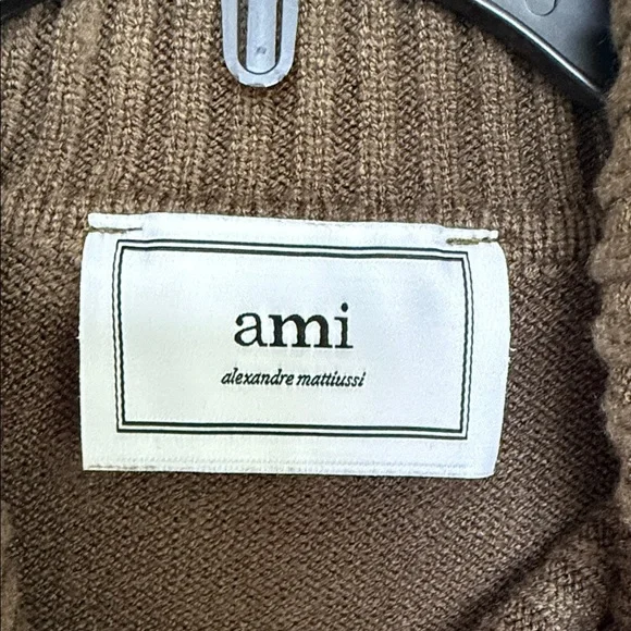 Ami Alexandre Mattiussi Green Turtleneck Sweater with Heart Detail